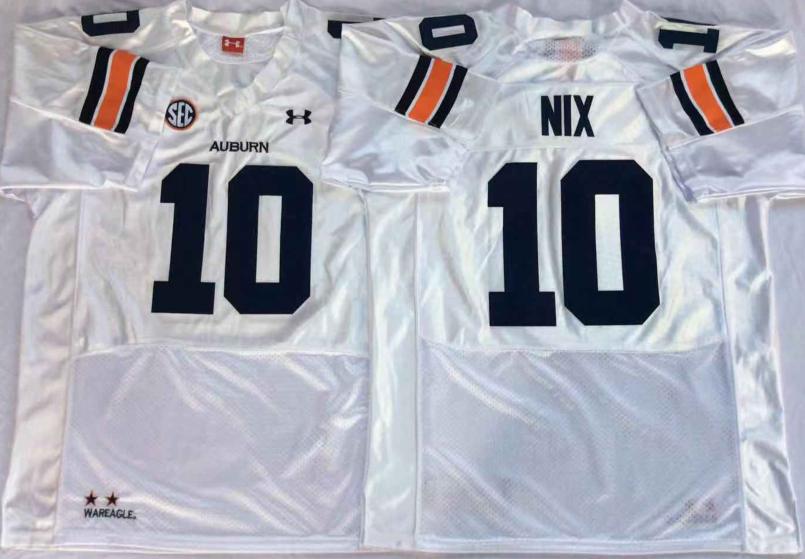 Men's Auburn Tigers Bo Nix #10 White Jersey